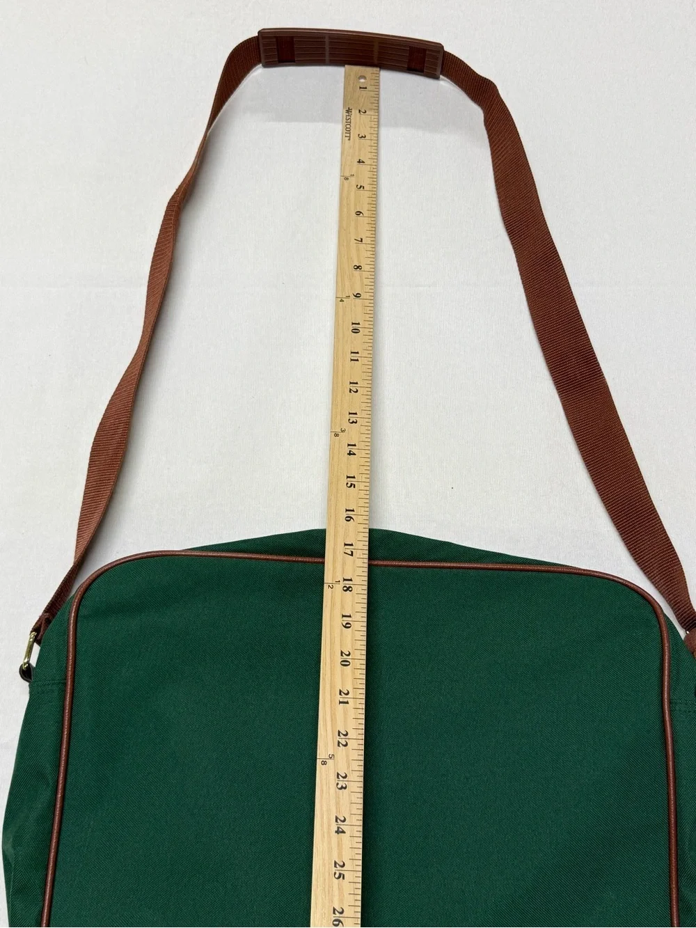 Vintage Polo by Ralph Lauren Dark Green Messenger Bag with Brown Trim